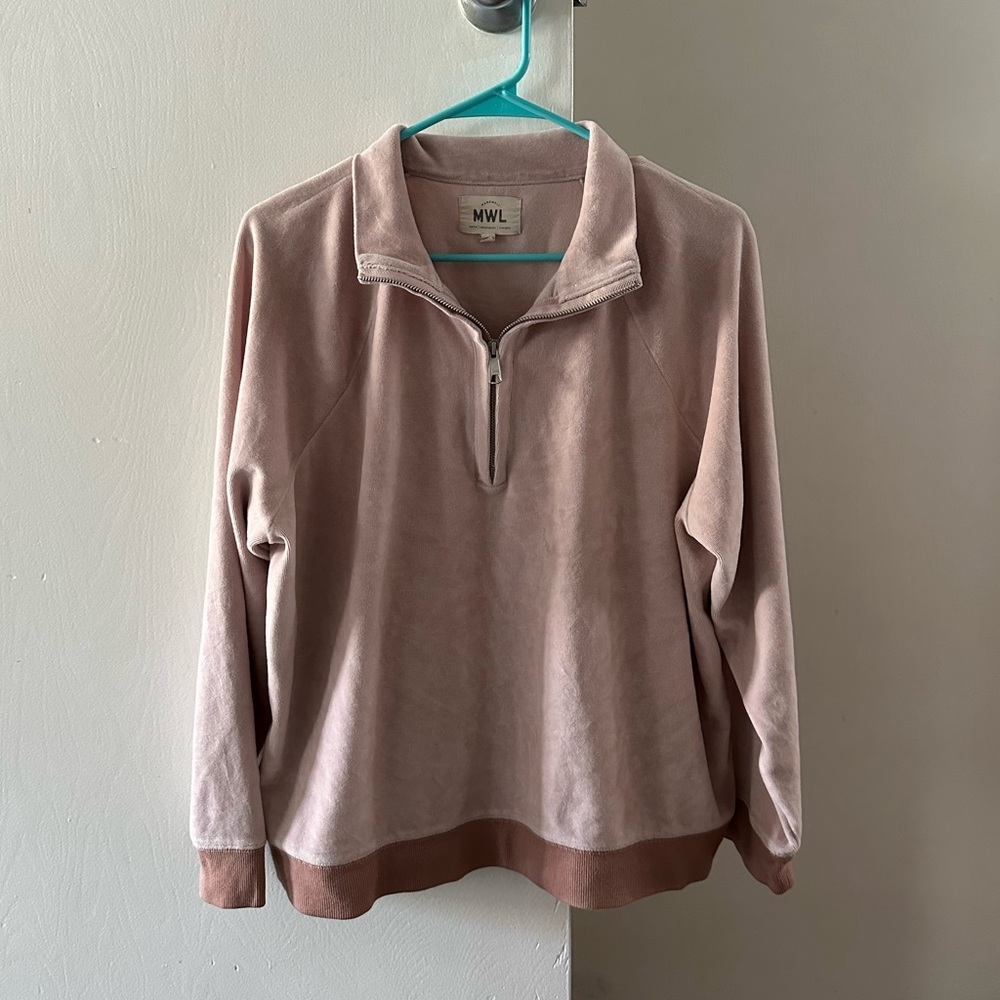 Madewell MWL velour half-zip sweatshirt